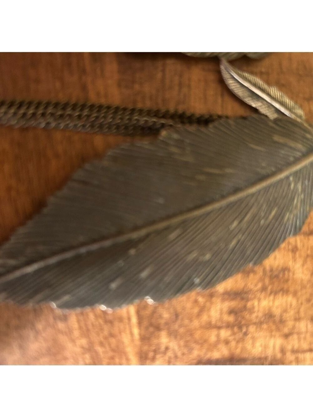 Large rustic silver feather earrings - Picture 3 of 5